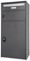 Briefkasten mit Paketfach aus sendzimirverzinktem Stahl, pulverbeschichtet in dunkelgrau metallic IGP 71385